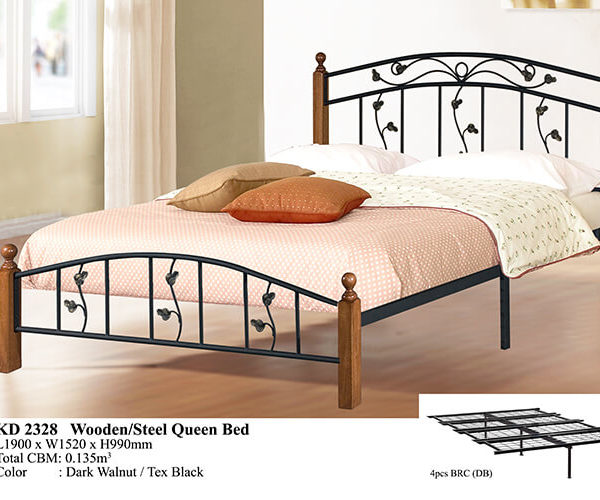 KD 2328 Wooden/Steel Queen Bed