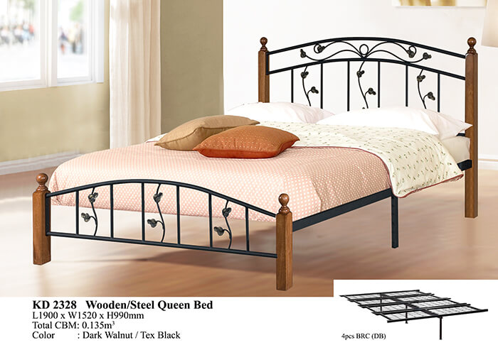 KD 2328 Wooden/Steel Queen Bed
