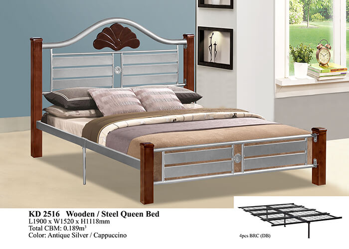 KD 2516 Wooden/Steel Queen Bed