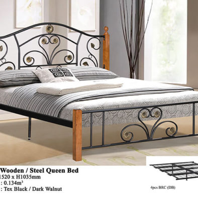 KD 2518 Wooden/Steel Queen Bed