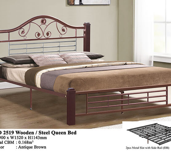 KD 2519 Wooden/Steel Queen Bed