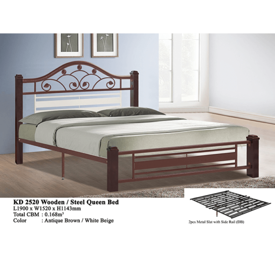 KD 2520 Wooden/Steel Queen Bed