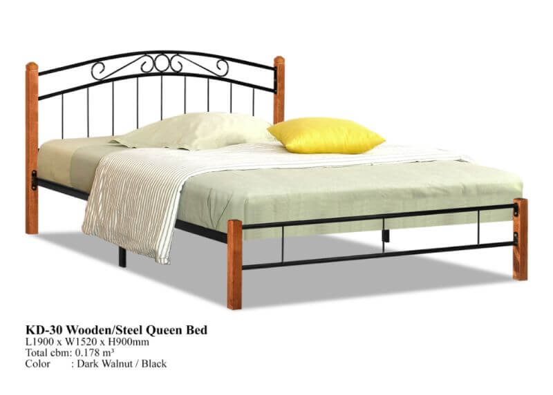 KD 30 Wooden Steel Queen Bed