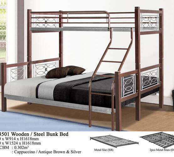 KD 3501 Wooden/Steel Bunk Bed