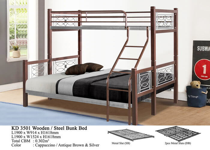 KD 3501 Wooden/Steel Bunk Bed