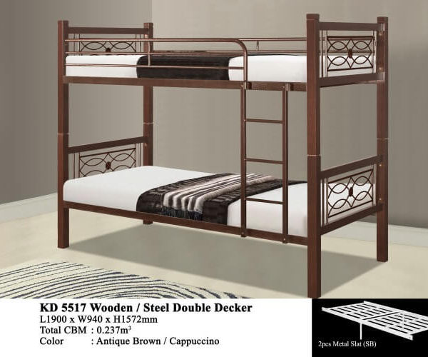 KD 5517 Wooden/Steel Double Decker Bed