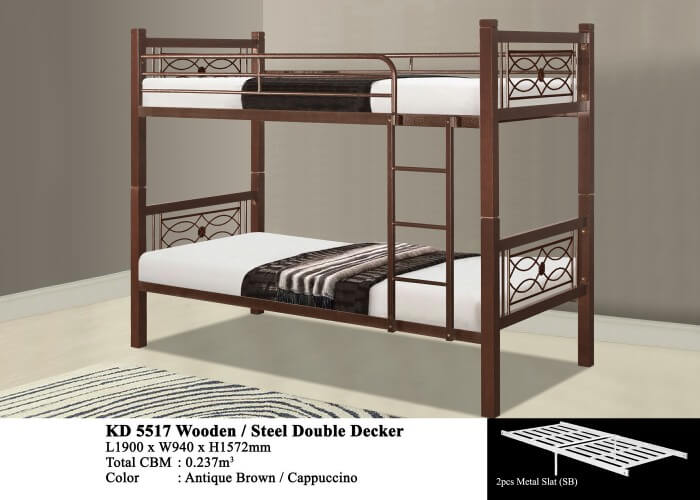 KD 5517 Wooden/Steel Double Decker Bed