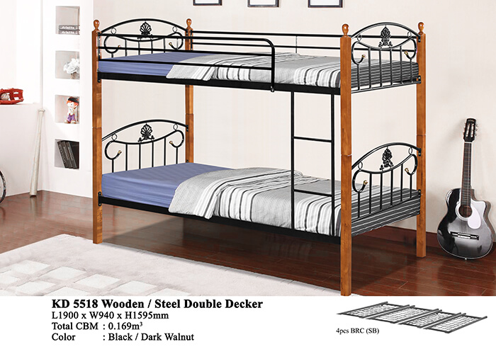 KD 5518 Wooden/Steel Double Decker Bed