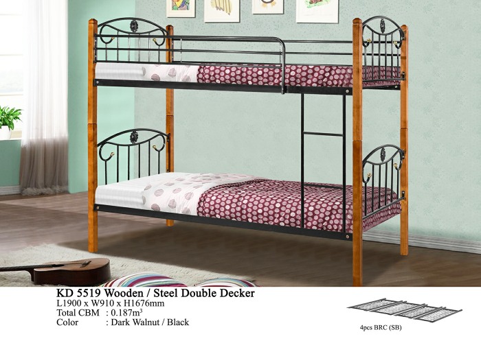 KD 5519 Wooden/Steel Double Decker Bed