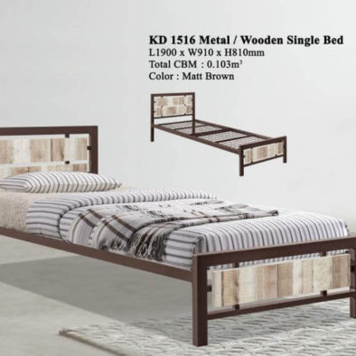 KD 1516 Metal/Wooden Single Bed