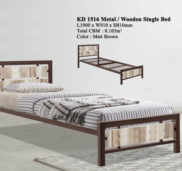 KD 1516 Metal/Wooden Single Bed
